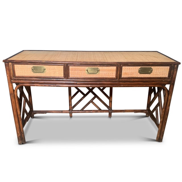 Mid-Century Modern Rattan Side Table with Glazed Top, 1950s For Sale - Image 10 of 10