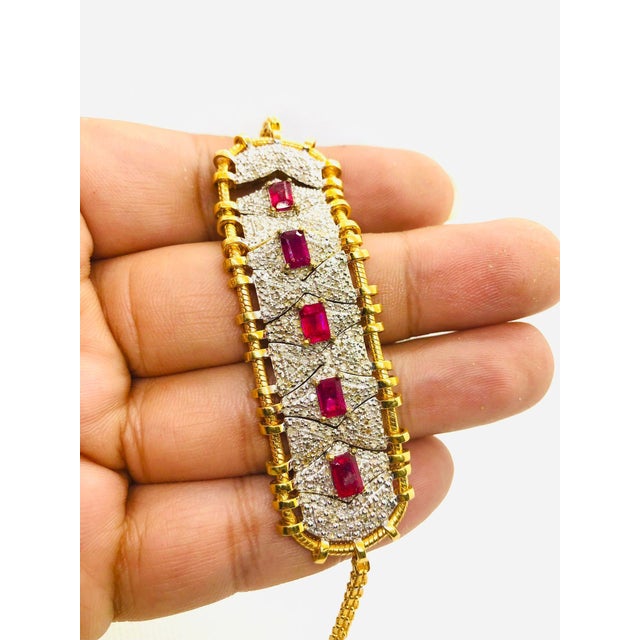 Bochic "Vintage Retro" Natural Rubies & Diamonds Set In 18K Gold & Silver For Sale - Image 18 of 18