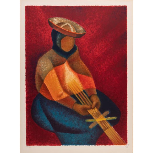 2000 - 2009 Louis Toffoli, Peruvian Woman Who Weaves, Lithograph For Sale - Image 5 of 5
