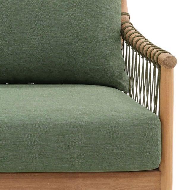 Outdoor Teak & Fern Green Sofa For Sale - Image 13 of 13