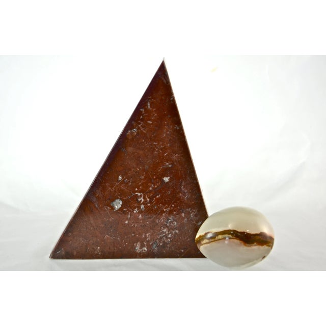 Mid 20th Century Carved Fossil Stone Wedge & Egg For Sale - Image 5 of 6