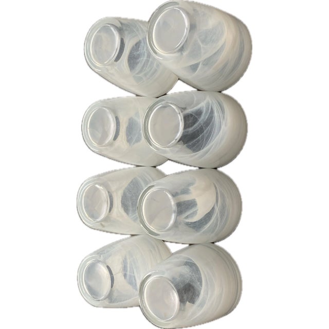 These alabaster white swirl tumblers are a stunning addition to any barware collection. Made from thick glass with a Mid-...