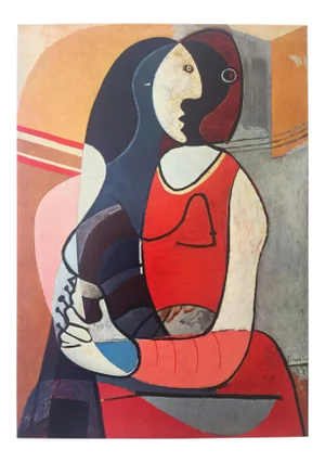 Pablo Picasso Vintage 1955 Authentic Modernist Lithograph Print " Seated Woman " 1927