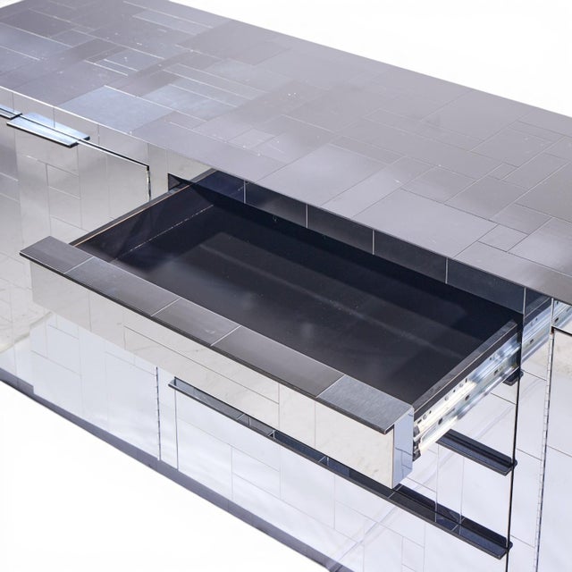 Paul Evans Cityscape Mid Century Chrome and Stainless Steel Credenza For Sale In Chicago - Image 6 of 11