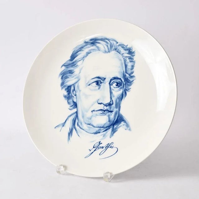Mid-Century Modern Johann Wolfgang Von Goethe Decorative Plate from Meissen, 1971 For Sale - Image 3 of 6