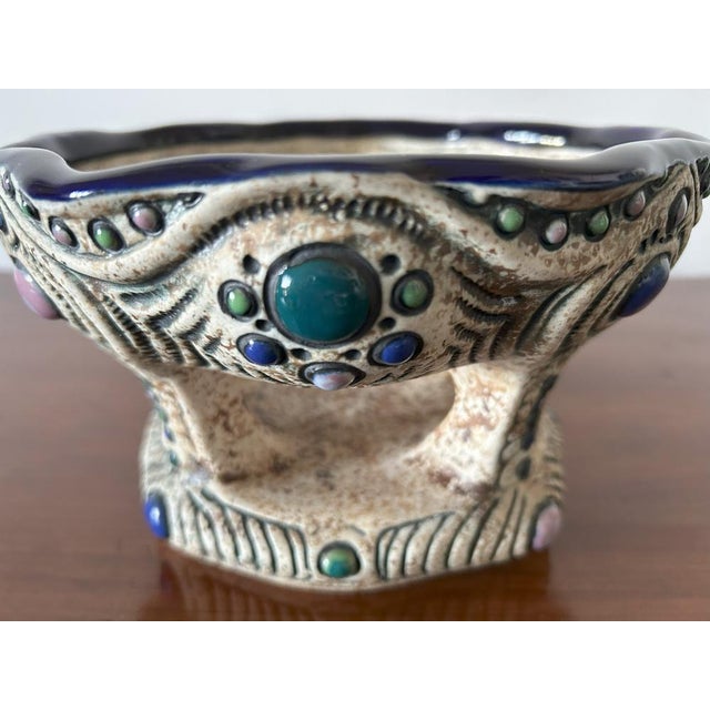 Beige Art Nouveau Painted Ceramic Centerpiece from Amphora / Riessner, Stellmacher, & Kessel, 1890s For Sale - Image 8 of 14