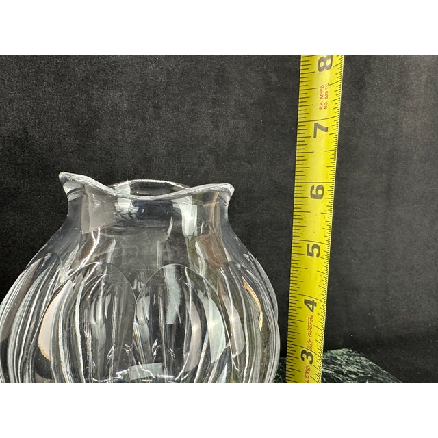 Late 20th Century Crystal Vase, Ruffled Rim With Spiral Swirl Cut Pattern For Sale - Image 11 of 11