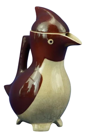 Small Zoomorphic Jug in the Shape of a Penguin in Glazed and Vitrified Ceramic by Marcel Sandoz, 1930s