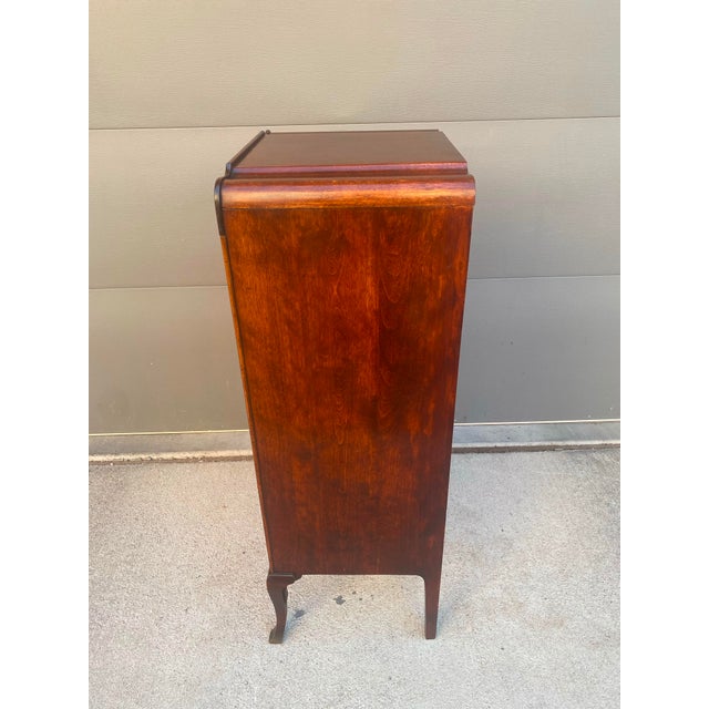 Antique Carved Mahogany Sheet Music Cabinet With Lock and Key For Sale - Image 11 of 17