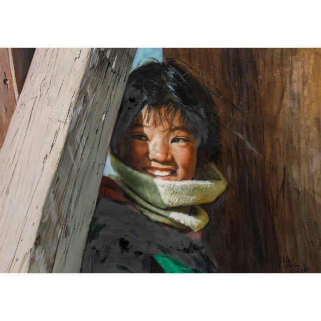 Xu Kuang (Chinese, b. 1938), Portrait of a Girl, Oil on Canvas Board, 1993, signed and dated lower right, giltwood frame....