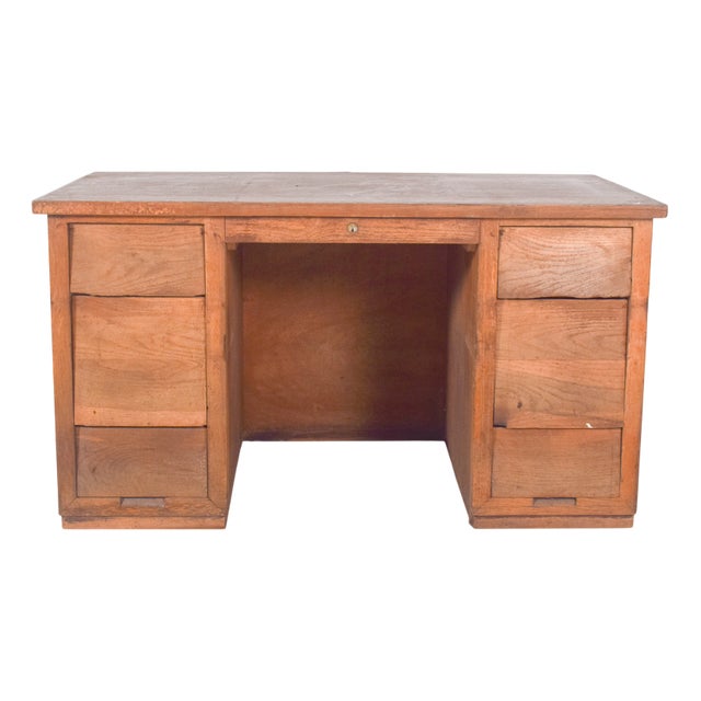 Portuguese Desk in Oak, 1950s For Sale