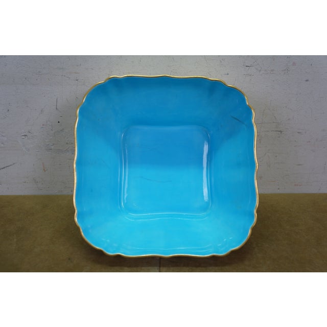 Antique Minton England Turquoise Floral Bluebell Serving Bowl For Sale - Image 13 of 15