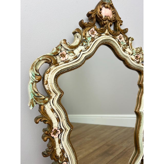 Vintage French Shabby Chic Ornate Wall Mirror For Sale - Image 3 of 11