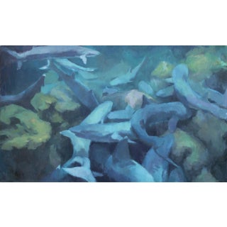 Underwater Ocean Scene, Oversized Oil Painting by Michelle Farro For Sale