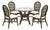 Ritana Coastal Rattan Dining Set — 5 Piece Round Glass Top Table With Four Cane-Back Chairs, Deep Olive Sagewood Finish For Sale