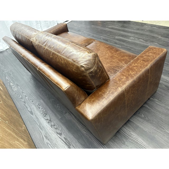 Rh Maxwell Leather 2-Cushion Sofa For Sale - Image 12 of 18