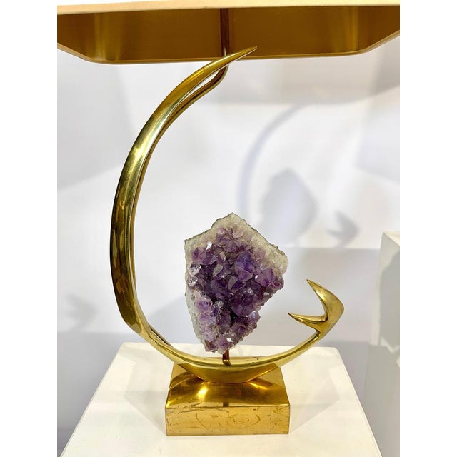 Table Lamps in Sculptural Brass and Amethyst by Willy Daro, 1970s, Set of 2 For Sale - Image 6 of 11