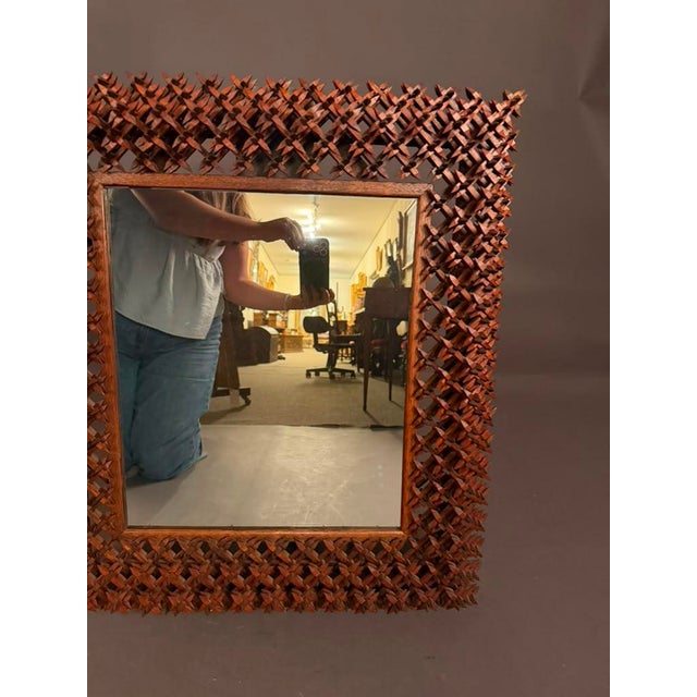 American Early 20th Century Folk/Tramp Art Mirror Frame, Circa 1920s For Sale In Indianapolis - Image 6 of 10