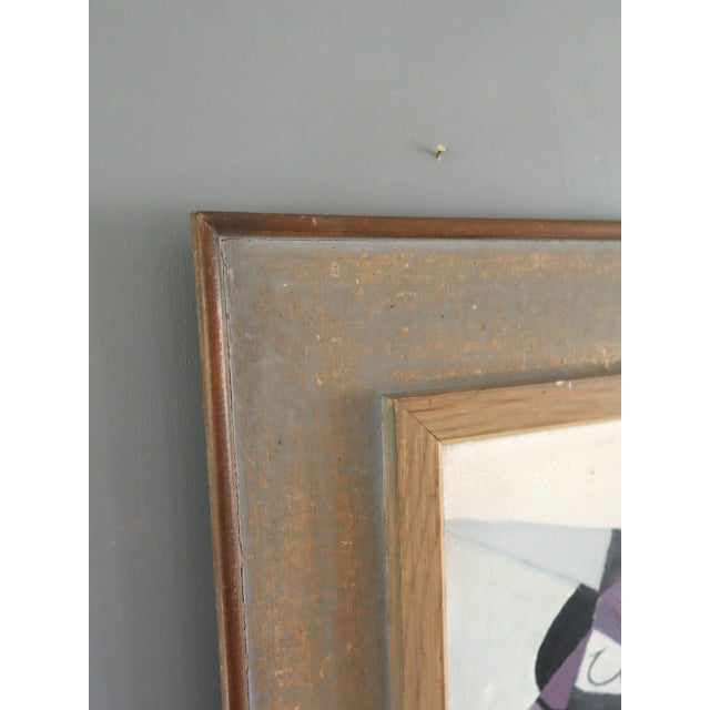 Paint 1950 Mid-Century Modern 'Geometric Harvest' Swedish Geometric Abstract Still Life Oil Painting, Framed For Sale - Image 7 of 12