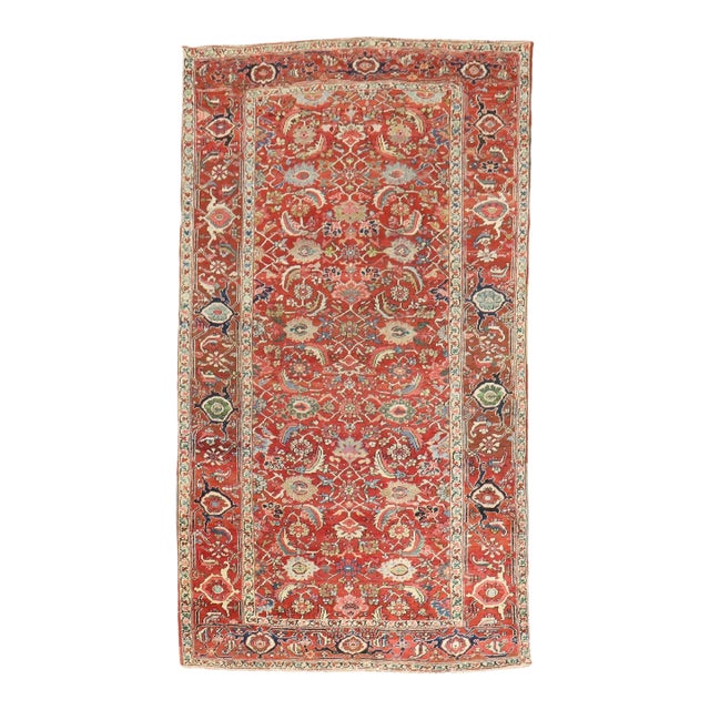 Antique Zabihi Collection Persian Serapi Red Rug For Sale