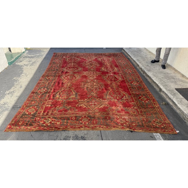 9ft 2in X 14ft 2in Turkish Oushak Antique Area Rug For Sale - Image 4 of 11