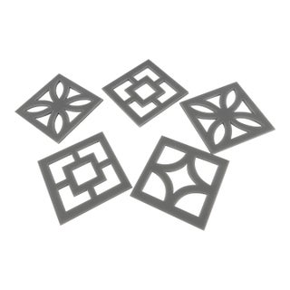 1980s Acrylic Cut Out Breeze Block Coasters - Set of 5 For Sale