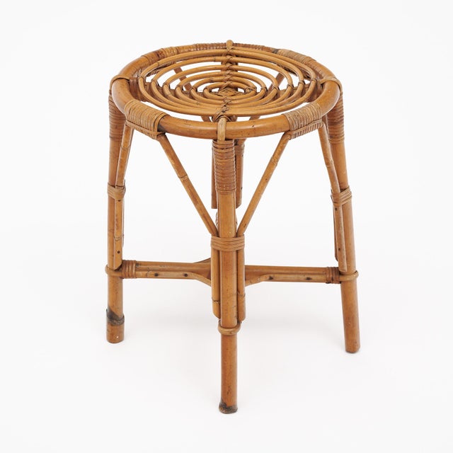 Vintage Bamboo Stool by Bonaudi Vallauris For Sale - Image 4 of 9