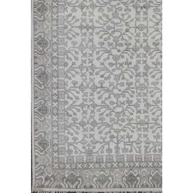 Hand-Knotted Khotan Rug by Keivan Woven Arts in Wool With All-Over Design in Neutrals For Sale - Image 4 of 11