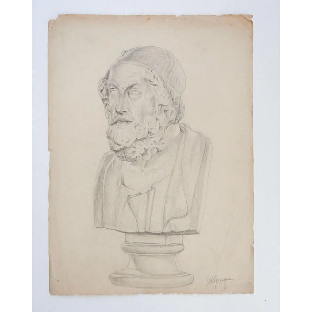 French Antique Carved Bust Drawing Study For Sale - Image 3 of 4