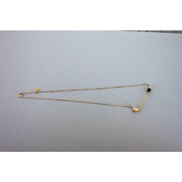 Diamond Green Malachite Golf Club Birdie Jewelry 18 Karat White Gold Charm Pendant Necklace * 18K Yellow Gold * Green...