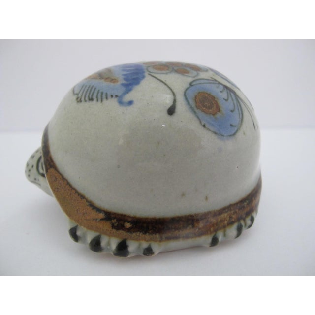 El Palomar Ken Edwards Blue Bird Tonala Mexico Folk Art Pottery Turtle Figurine For Sale - Image 4 of 9