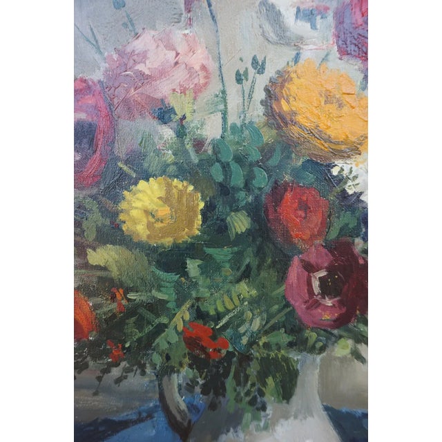 Beautiful flowers artwork, oil painting of the renowned Belgian ( Antwerpen 1922 - 1992) painter Raymond van Hoeck The...
