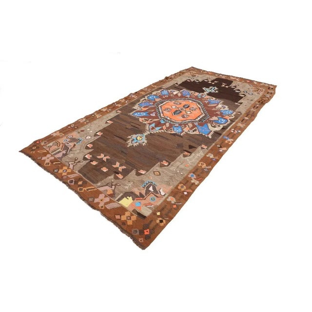 Mid-Century Modern Mid 20th Century Vintage Turkish Kilim Rug For Sale - Image 3 of 7