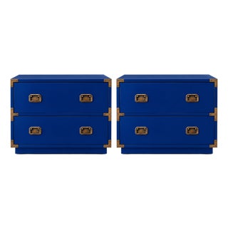 Mid Century Modern Campaign Nightstands - Pair For Sale