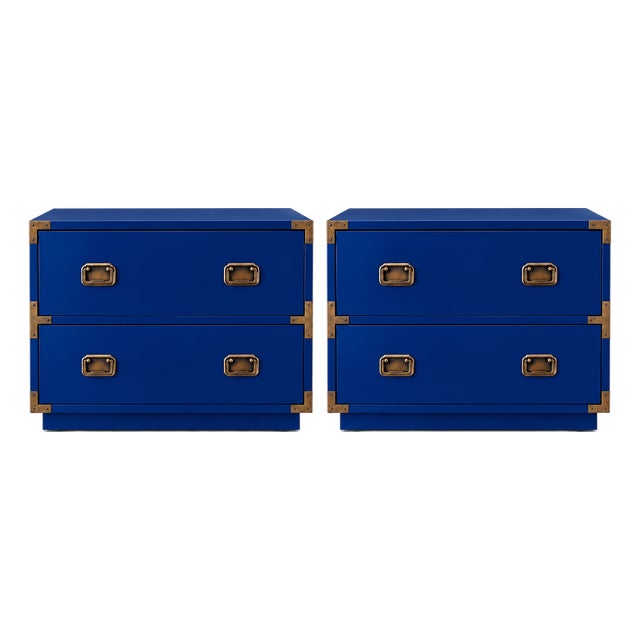 Mid Century Modern Campaign Nightstands - Pair For Sale