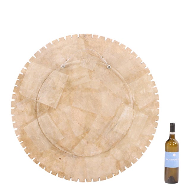 2000 - 2009 A Cream Glass & Resin Convex Mirror, in the Manner of Line Vautrin. Contemporary. For Sale - Image 5 of 7