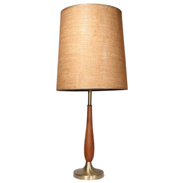 Brown Mid 20th Century Mid Century Table Lamps With Original Burlap Shades - a Pair For Sale - Image 8 of 10