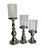 Three beautiful chrome plated candlestick holders with hurricane glass shades by Towle Smithersmiths. Hurricane candle...