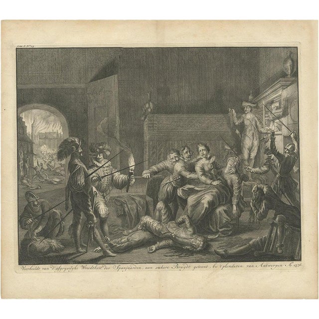 Cruelty of the Spaniards in Antwerp, 1730, Paper For Sale - Image 5 of 5