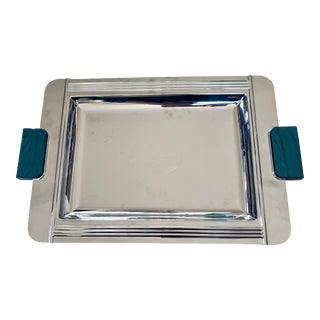 French Art Deco Stainless Tray Greco Serving Tray by Couzon For Sale