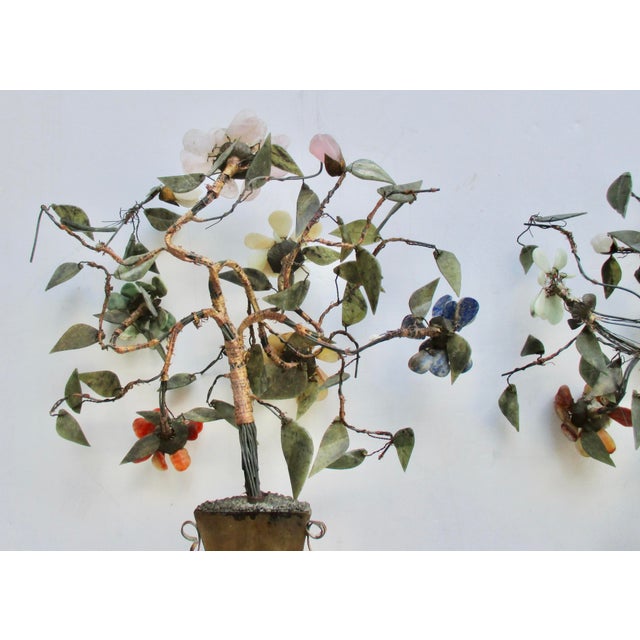 Metal Antique Late MIng Chinese Enameled Wall Vase With Jade Flowers Circa 1880s For Sale - Image 7 of 11