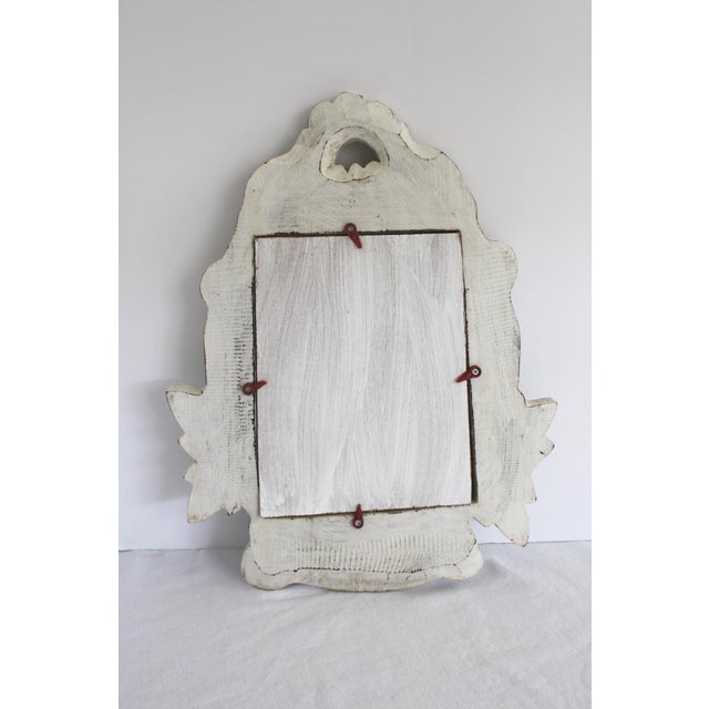 White Distressed Carved Wood Mirror Chairish