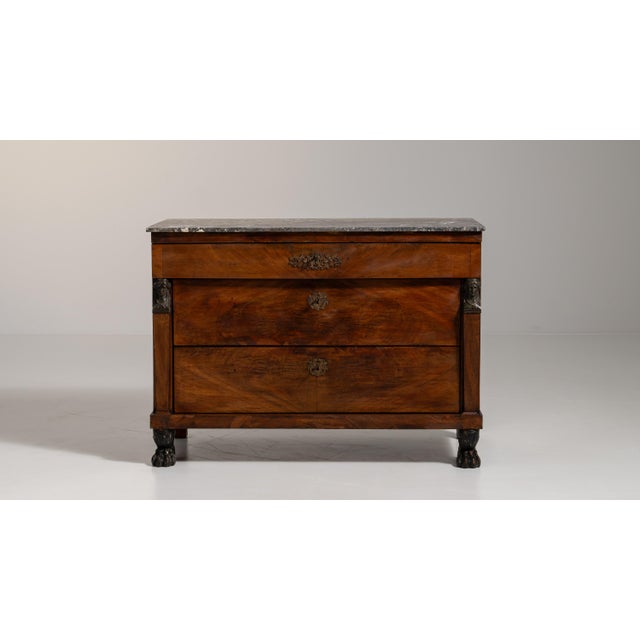 Stone Antique French Empire Chest of Drawers With Marble Top, Circa 1820 For Sale - Image 7 of 15