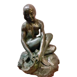 Lucy Richards -The Girl With the Fish -1930s Bronze Sculpture