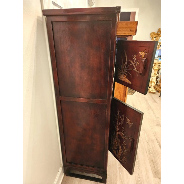 Wood Mid 20th Century Vintage Asian Rosewood Scholar Cabinet For Sale - Image 7 of 10