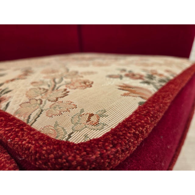 Danish 2-Seater Drop Arm Spanish Sofa in Red Furniture Velour, 1970s For Sale - Image 9 of 18