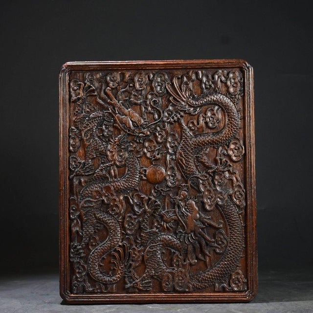Late 20th Century Carved Hardwood Box With Double Dragon Motif and Sliding Lid For Sale - Image 4 of 10