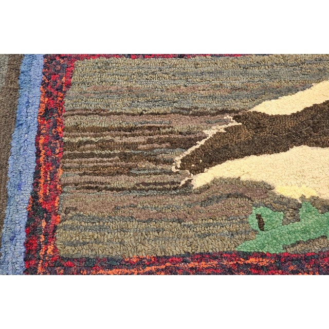 Textile Vintage American Hand Hooked Rug, Framed, Dodo Bird Design, Folk Art Tapestry, 2x3 For Sale - Image 7 of 9