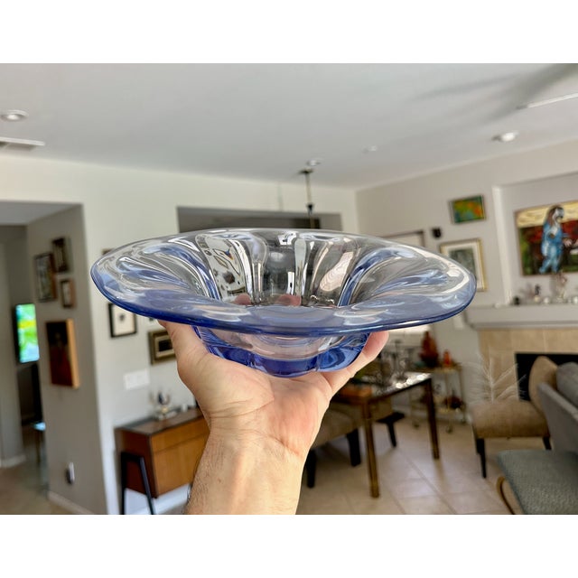 1950s Biomorphic Murano Blue & Clear Centerpiece Bowl For Sale - Image 11 of 12