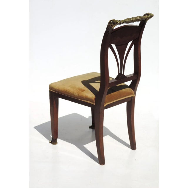 Traditional 19th Century Empire Marquetry and Bronze Side Chair, Italy For Sale - Image 3 of 15
